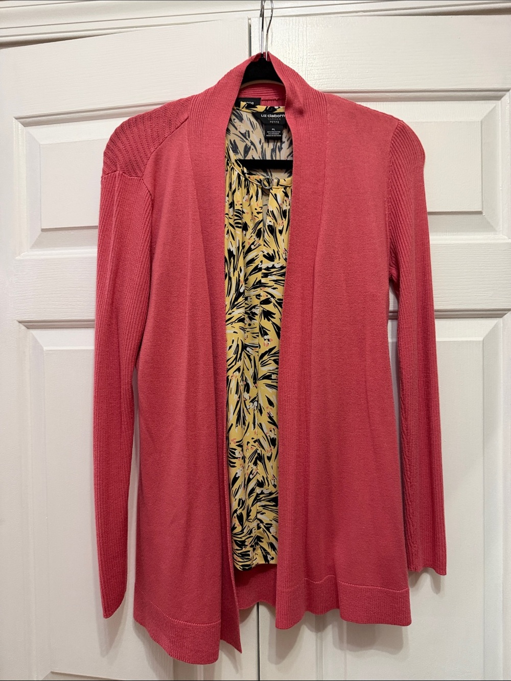 Liz Claiborne Coral Open-Front Lightweight Cardigan Sweater. shirt sold seperate